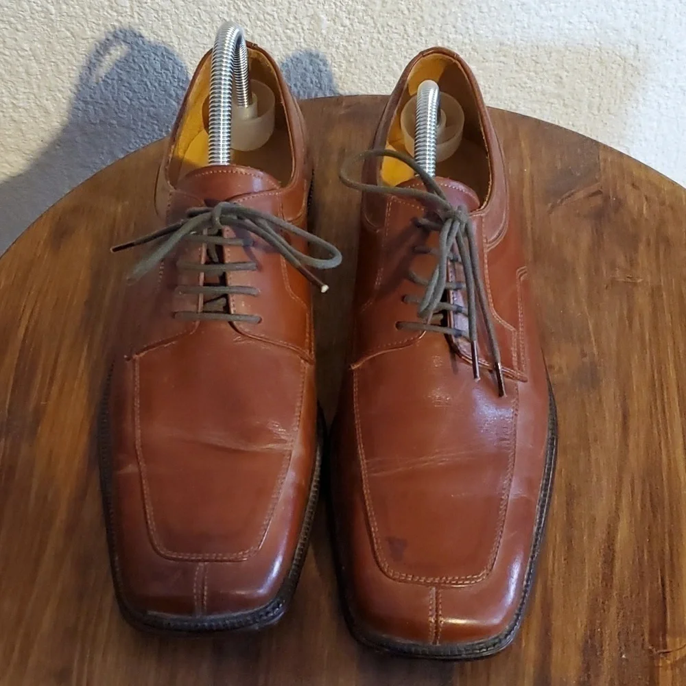 Stacy Adams- Mens Vintage Leather Square Toe Oxfords Business Casual Sz.9